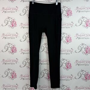 RBX leggings tights ribbed stretchy Black High-Waist Leggings with Side Pockets